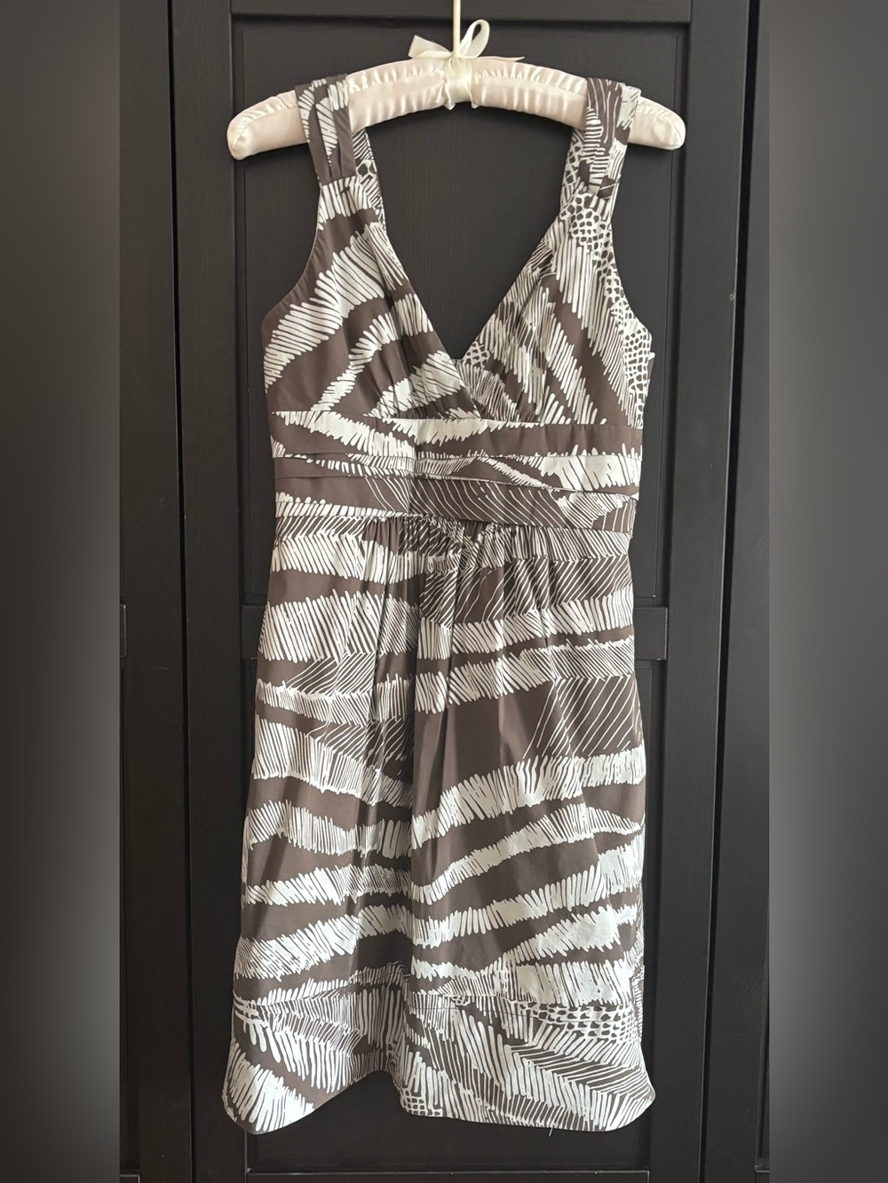 BCBGMaxAzria Brown and White Zebra Sundress